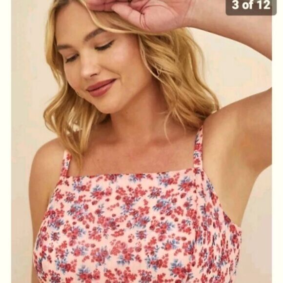 TORRID Plus Size Maxi Chiffon Lurex Baby Rose's Tiered Pink Dress - Picture 7 of 16